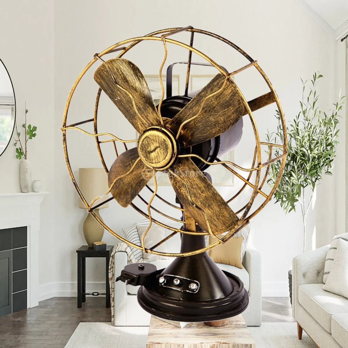 Tabletop Fan Ornament Vintage Style Home Decoration for Shelves Restaurants Quake