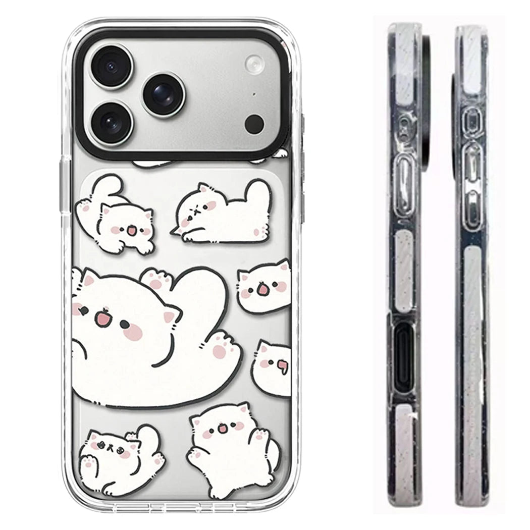 609017 White Border Magnetic Phone Case Cover for IPhone 13 14 15 16 17 18 Pro Max Case Quake white (no magsafe) 1 iPhone17 Pro