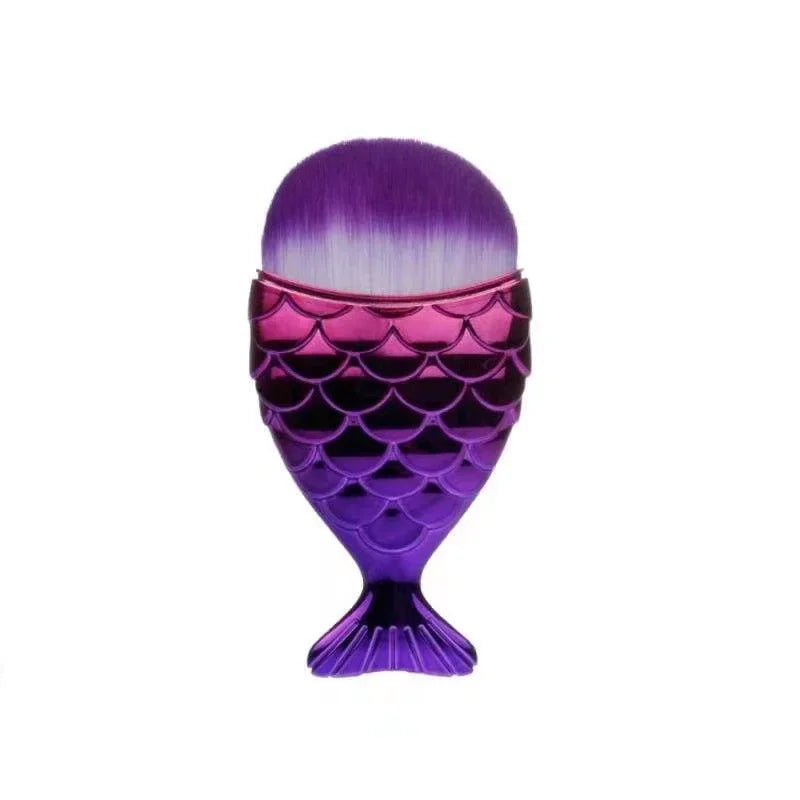 Foundation Cosmetic Fish Brush Blush Brush Mermaid Shape Professional Face Makeup Brush Makeup Tool Kit Powder Nail Art Tool Quake purple
