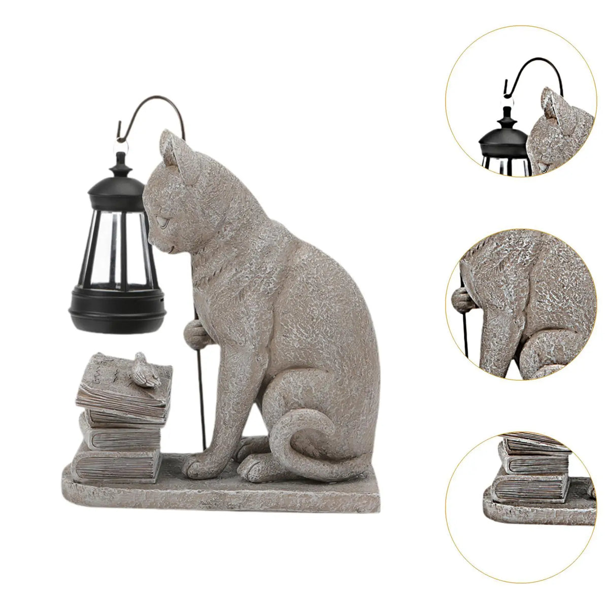 Cat Solar Garden Statue Solar Light Yard Figurine for Pathway Porch Outside Quake