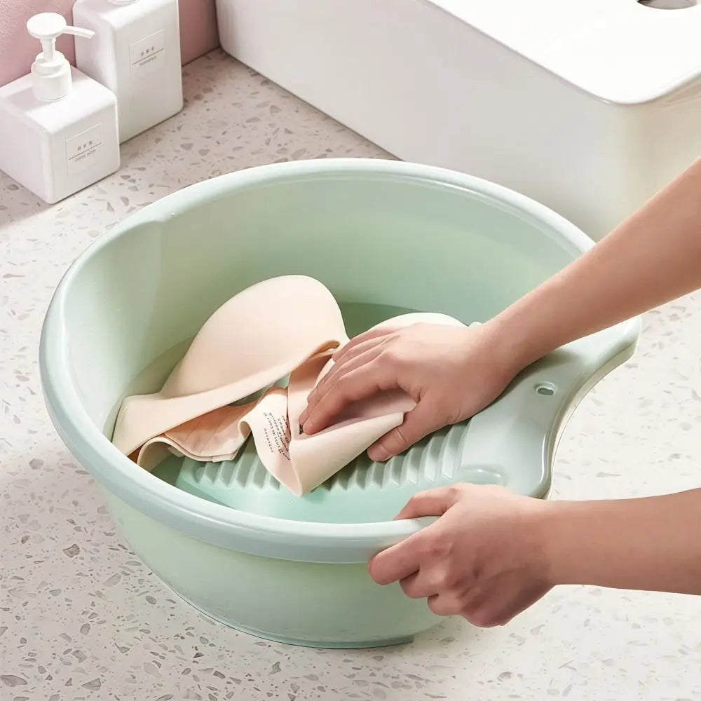2IN1 Washboard Basin Thickened Plastic Underwear Cleaning Basin Convenient Non-Slip Laundry Tub For Hand Washing Clothes Quake