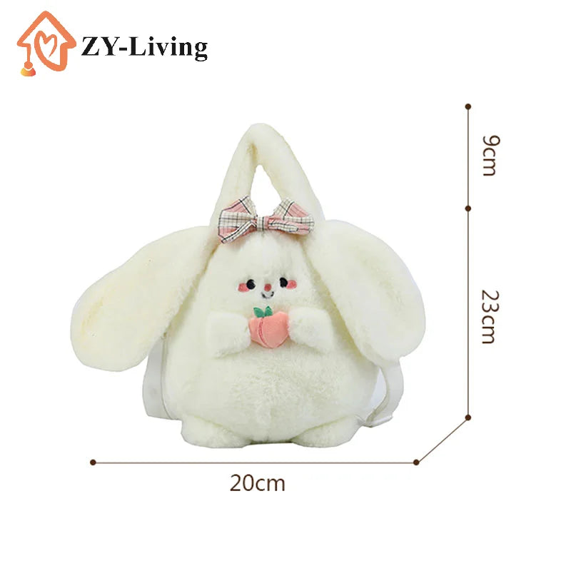 1Pcs Sweet Avocado Cat Plush Shoulder Bag Cute Cartoon Bag For Women Girls Fashion Peach Rabbit Plush Crossbody Bag Gifts Quake