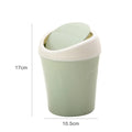 Mini Trash Can Creative Swing Cover Small Rubbish Can Plastic Storage Box Bedroom Bathroom Office Dorms Quake Green