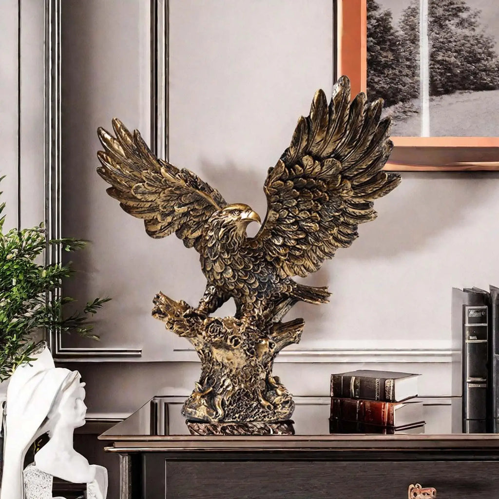 Eagle Statue Animal Sculpture Collectible Eagle Figurine, Table Centerpiece for Bookcase Shelf Office Garden Outdoor Ornament Quake Style A