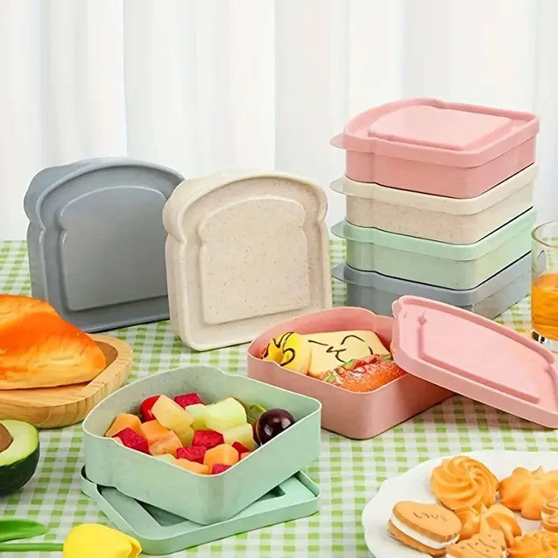 Toast Shaped Lunch Box Sandwich Container Leakproof Bento School Office Picnic Lunch Box for Kids Food Storage Containers Quake