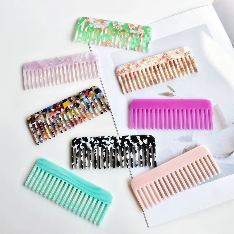 Wide Teeth Acetate Hair Combs Anti-static Massage Hair Brush Hairdressing Colorful Hairdress Salon Styling Traveling Accessories Quake