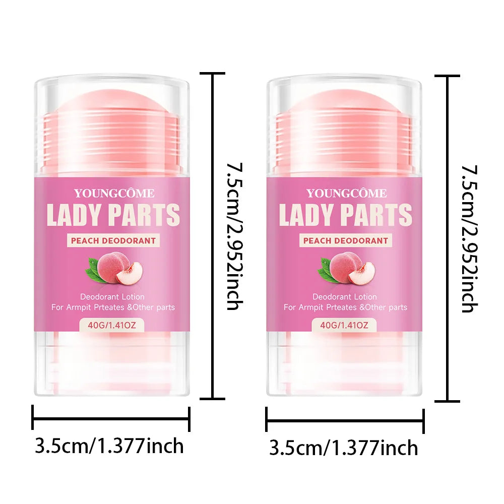 Lady PartsPeach Deodorant Body Care Stick Full Body Deodorant Smooth Stick 72 Hour Odor Control Stay Fresh Fade Body Odor Quake 2PCS