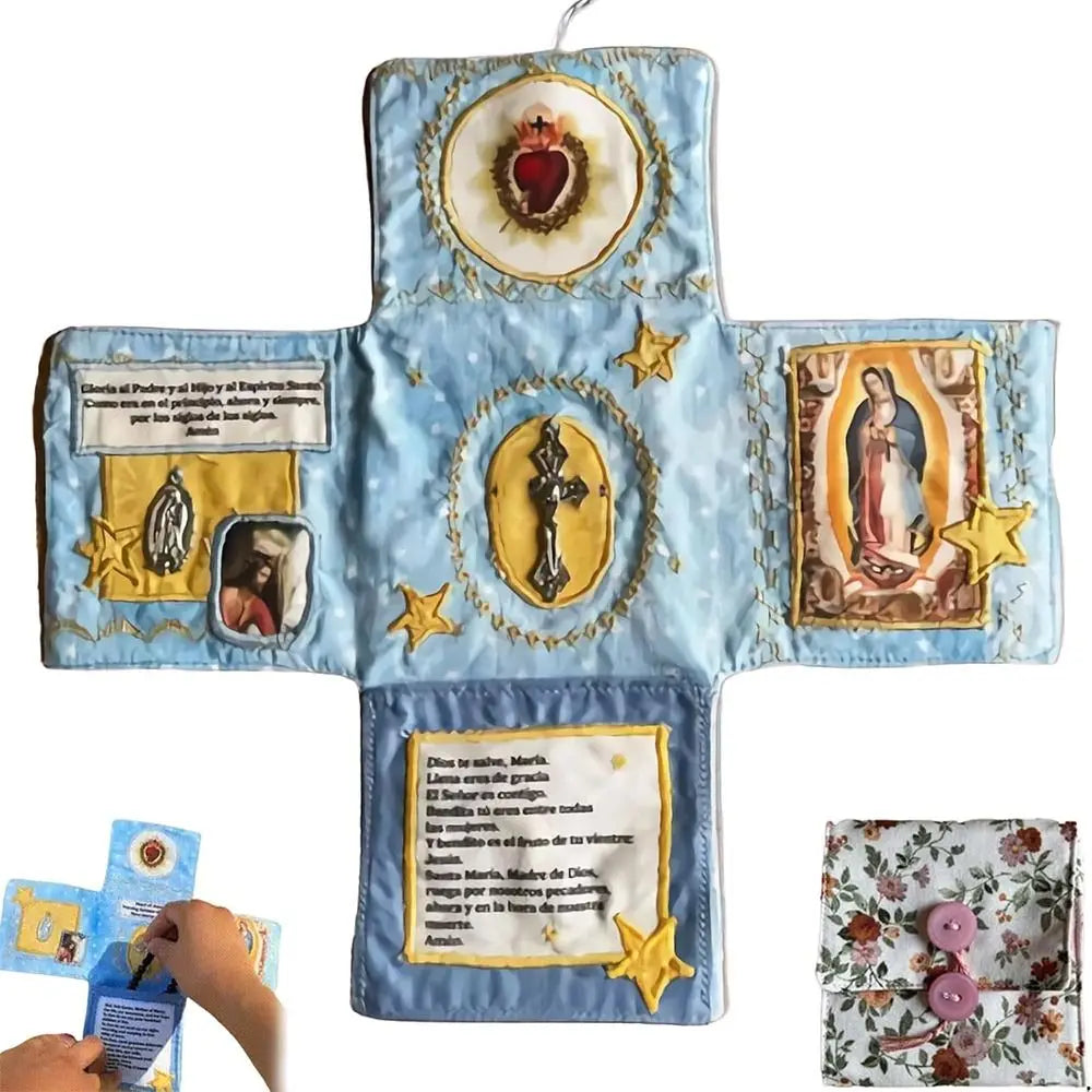 Cross Included Inside Handcrafted Pocket Devotional Faith Edition with Cross Saint Images Prayers Sewing Pocket Devotional Quake