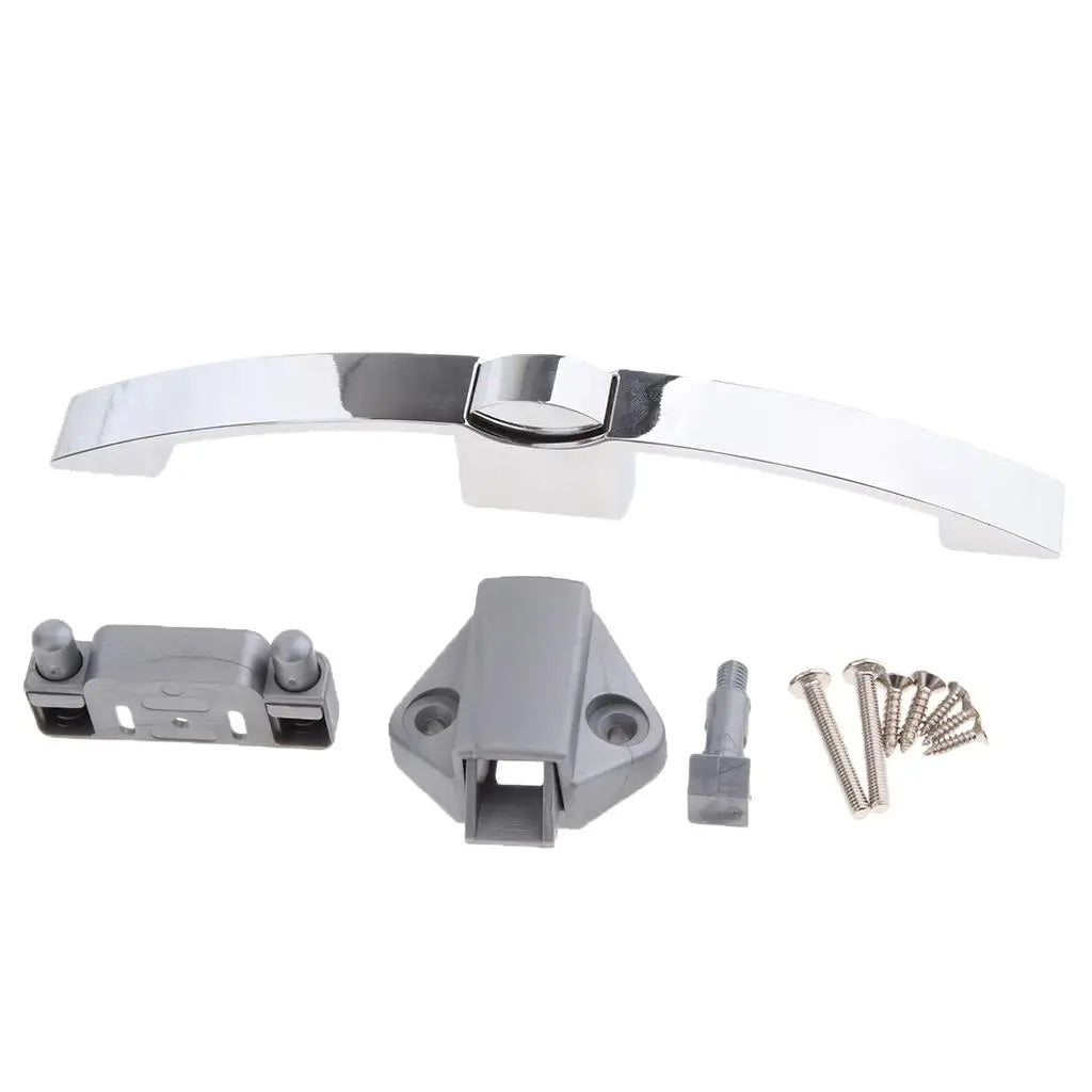 Portable Push Button Pull Handle Latch Lock Secure Zinc Alloy for Caravan Camper RV Yacht Cabinet Quake Bright Chrome 160mm