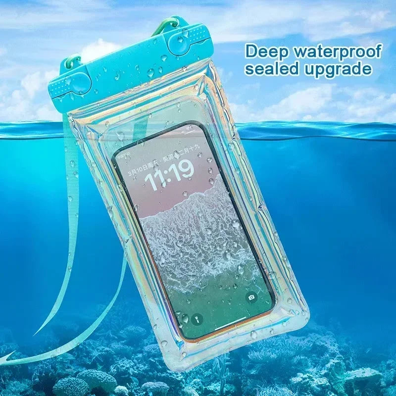 Waterproof Phone Pouch for Swimming - Touchable Clear Dry Bag with Lanyard & Airbag Anti-Sinking, Laser Sealed Universal Case Quake