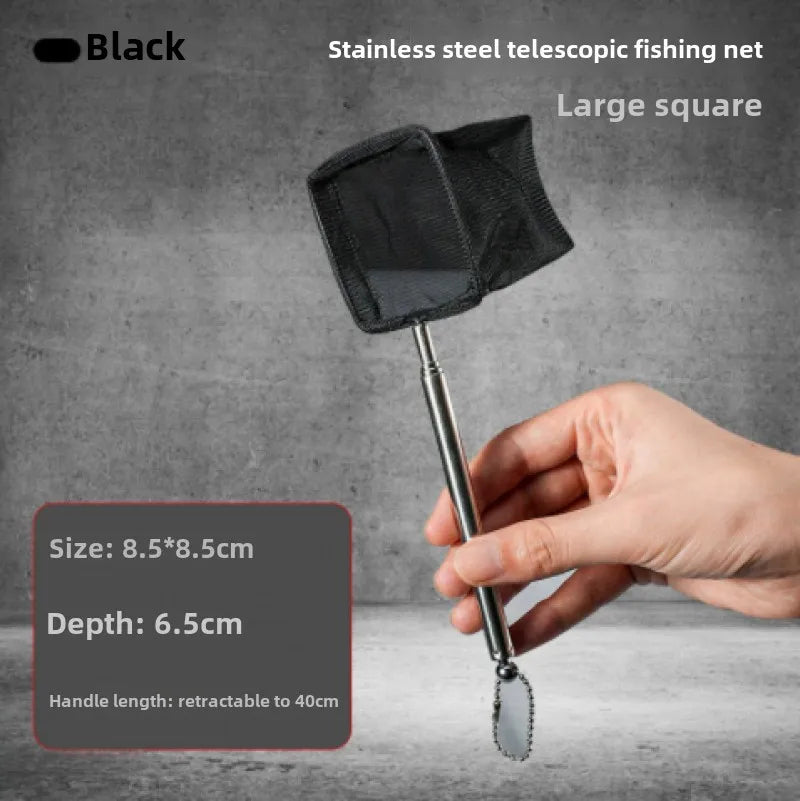 Square Fishing Net For Aquarium With Suction Cups, Retractable Fishing Equipment, With Long Handle, For Catching Fish And Shrimp Quake Black Large Square