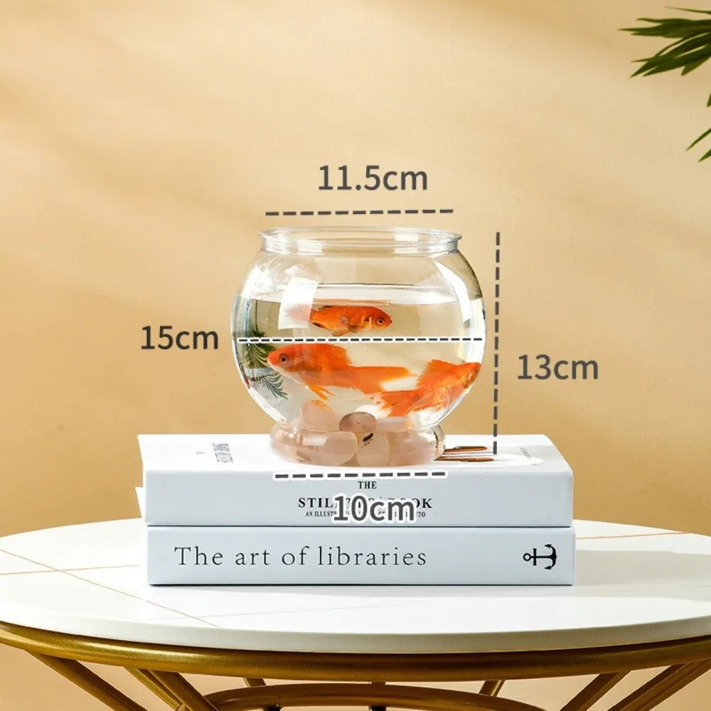 New Transparent Fish Tank Round Unbreakable Aquarium Plastic Lightweight Small Fish Bowl Home Decor Quake B