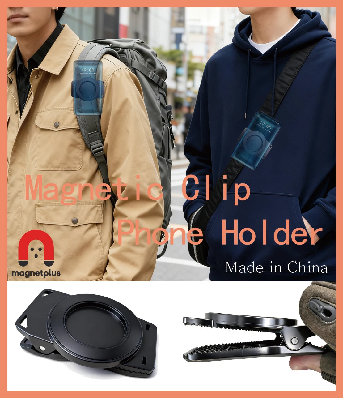 Free Hands Magnetic Belt Clip Holder Mobile Phone Holder Backpack Clip Metal Hook Spring Rope For Magsafe iPhone Accessories Quake Default Title