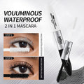 2 in 1 4D Silk Fiber Lash Mascara Black Waterproof Volume Double Lengthening Curling Waterproof Mascara for Eyes Quake BLACK AND WHITE