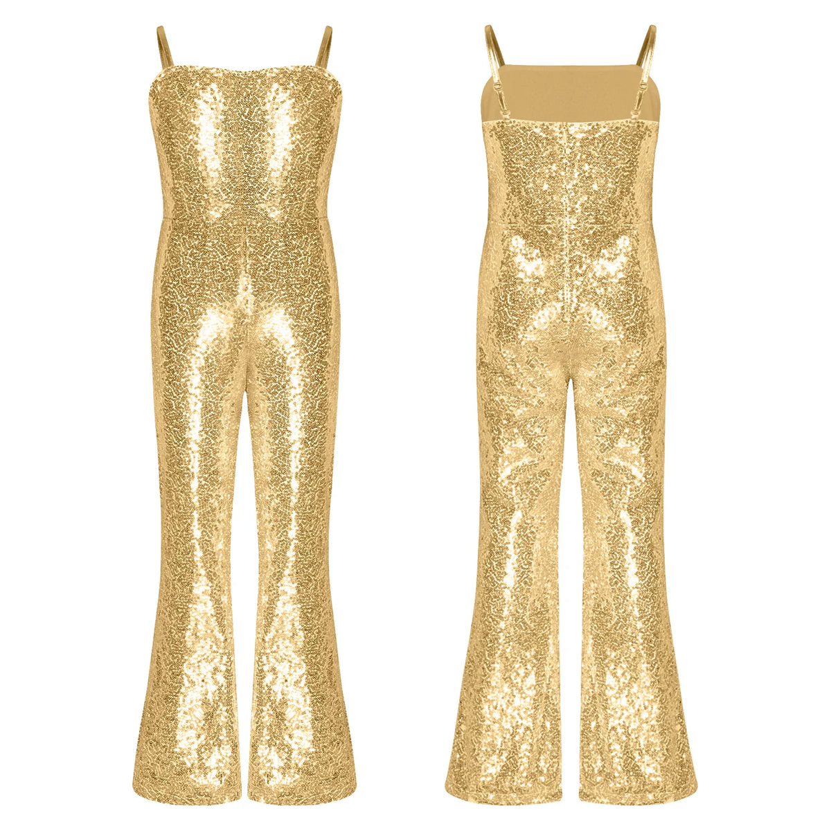 Shiny Halloween Hippie Costume Bell Bottom Jumpsuit for Girls Movie Character Sequins Disco Outfit 70s 80s Prom Party Costume Quake