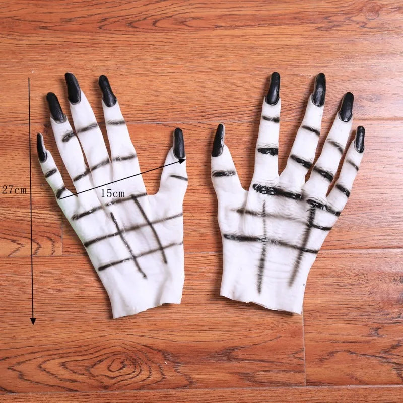 Halloween Horror Female Ghost Gloves Party Dress Up Props Makeup Ball Supplies Suitable for Haunted Houses Quake A one size fits all