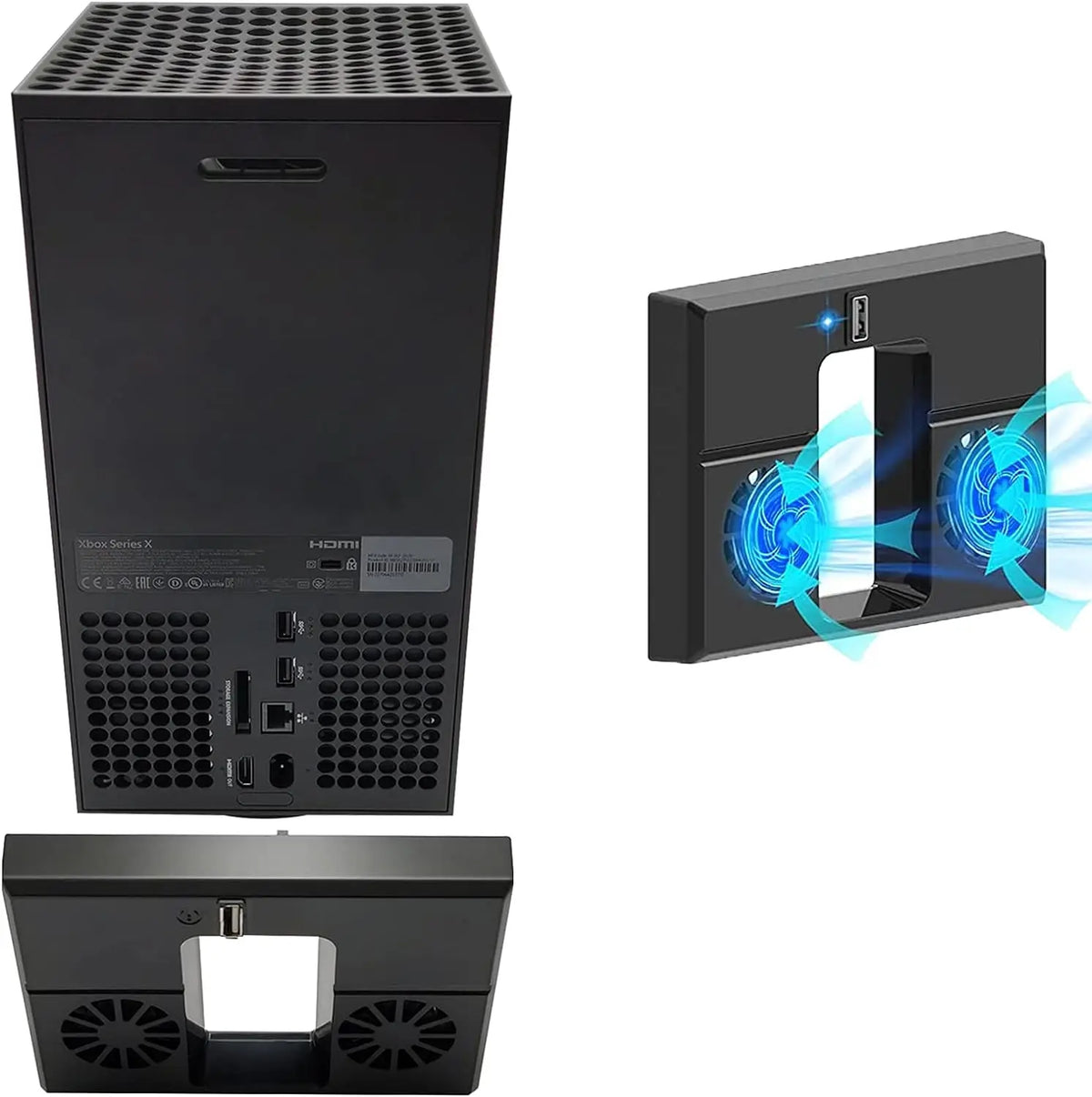 Console Cooling Fan Compatible for Xbox Series X USB External Cooler Turbo Temperature Control Fan Console Cooling System for Xb Quake black