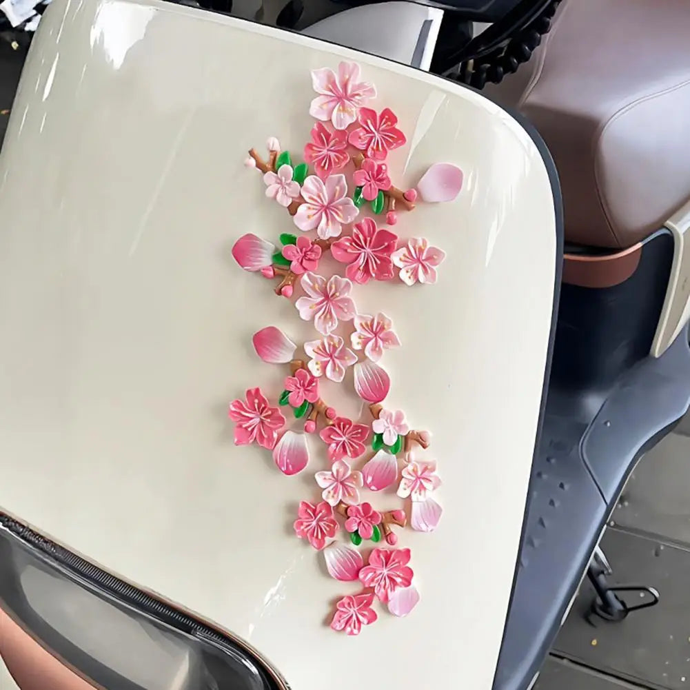 Moisture Proof Car Decal Peach Blossom Car Sticker Resin Flower Decal for Auto Motorcycle Heat Resistant Waterproof for Bumper Quake