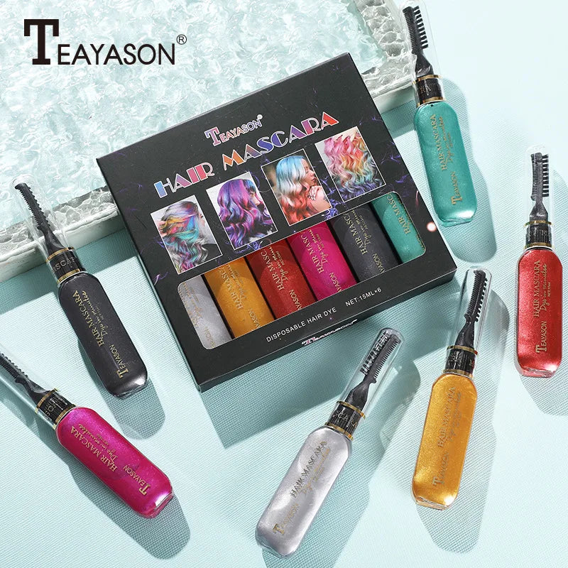 6pcs/Set Disposable Hair Dye Comb - Washable Hair Tint for Party, Birthday, and Cosplay - Easy to Use and Safe Quake