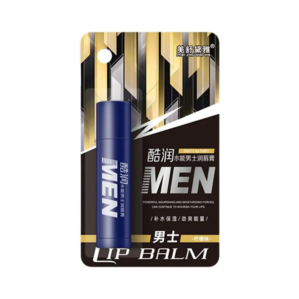 4 Flavors Hydrating Men's Lip Balm with Vitamin E, Mens Moisturizing Lip Balm Repairing Dry Cracked Lips Fade Lip Line Lips Care Quake lemon