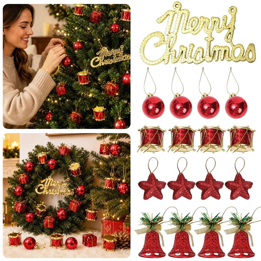Christmas Tree Decoration Pendant Christmas Ball Pentagram Gift Box Ornaments Christmas Holiday Gift Decoration Party Supplies Quake
