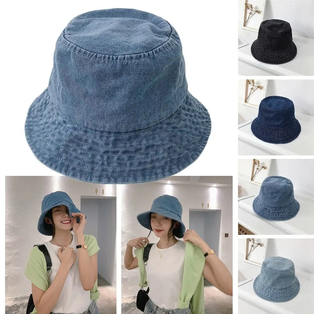 New Unisex Cotton Bucket Hats Solid Color Summer Sunscreen Panama Hat Multicolors Fabric Sunbonnet Quake