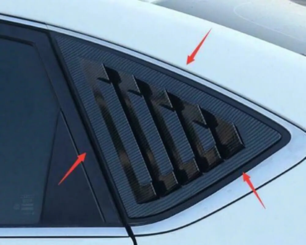 For Nissan Sentra Sedan 2013-2019 Car Rear Louver Window Side Shutter Cover Trim Sticker Vent Scoop ABS Carbon Fiber Black Auto Quake