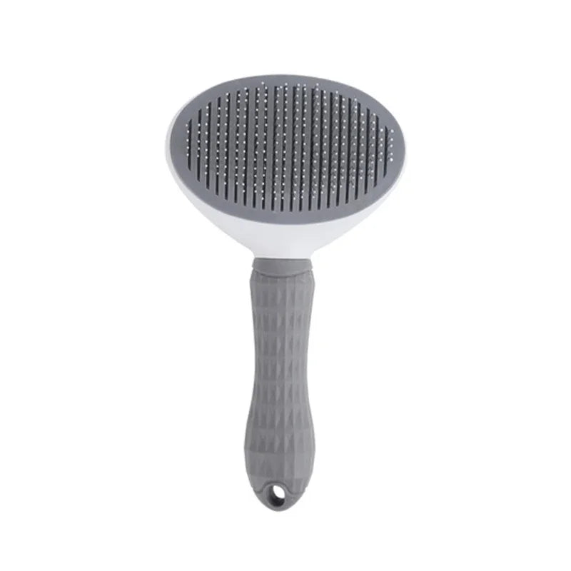 1PCS Pet Hair Removal Brush Dog Hair Comb Stainless Steel Automatic Hair Fading Cat Comb Pet Cleaning Grooming Supplies Quake Gray G437A