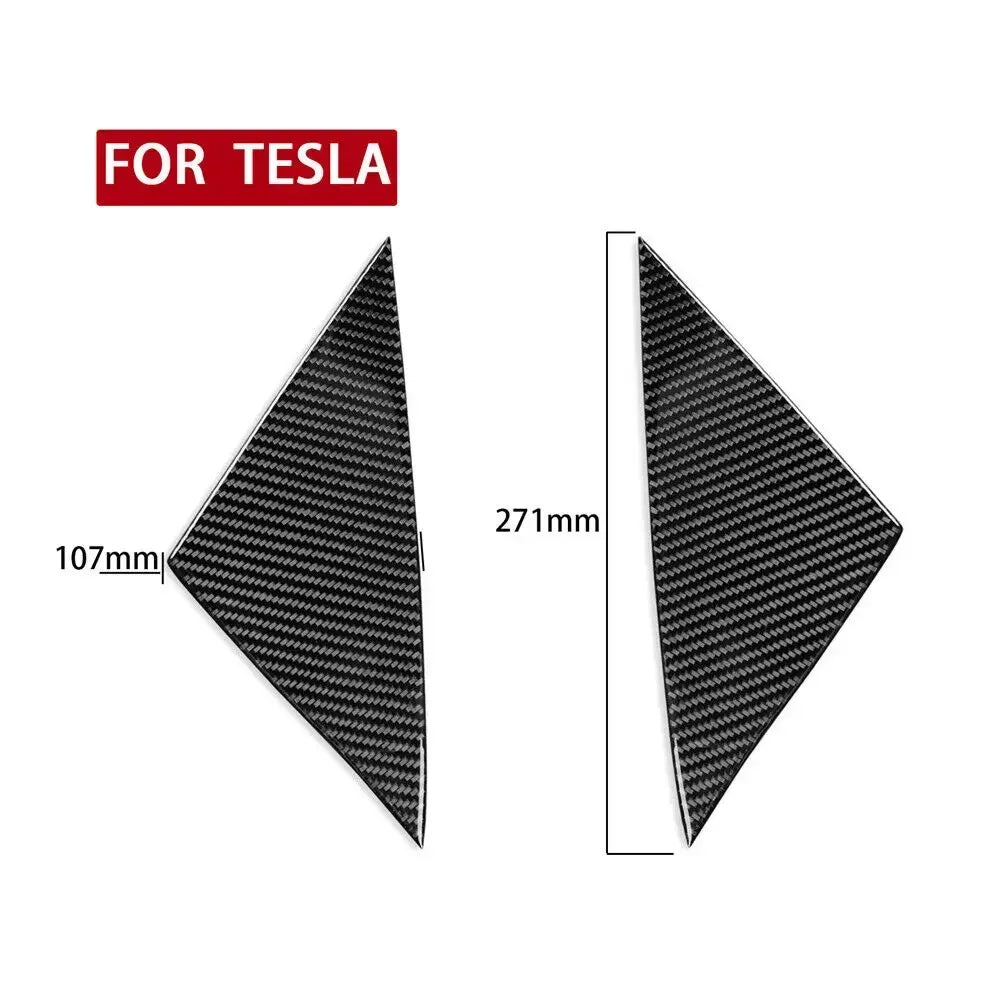 For Tesla Model Y 2020-2022 Real Carbon Fiber Car Front A Pillar Triangle Window Louver Side Shades Cover Trim Sticker Quake
