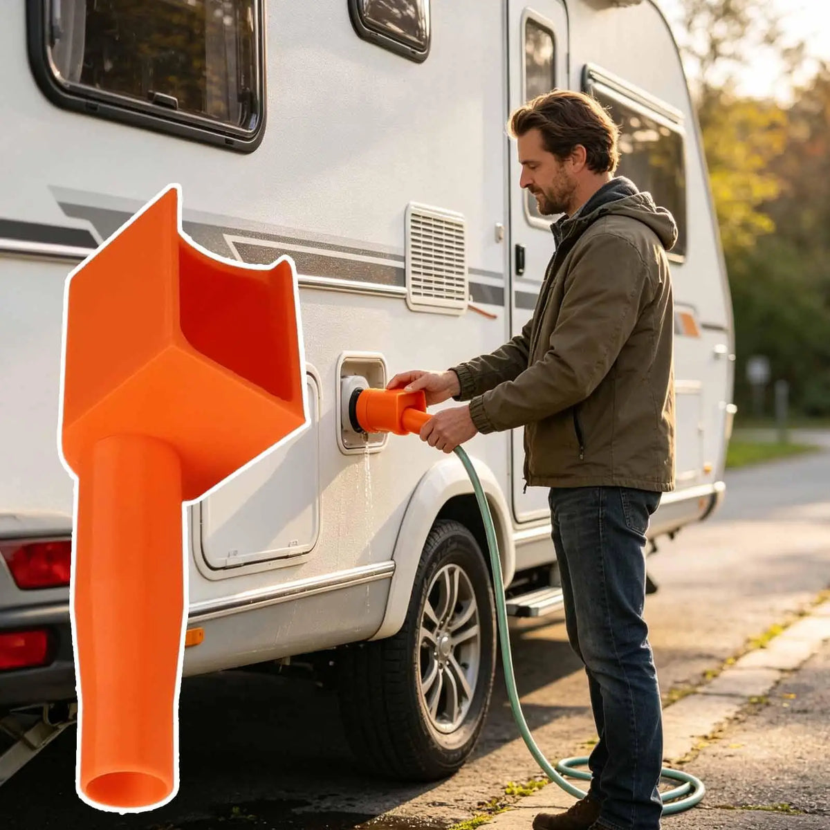 RV Water Tank Funnel Portable Universal Wide Mouth Spill-Proof Water Inlet Hatch Funnel for Trailer Camper Campervan Van Truck Quake