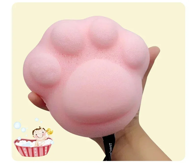 Cat Paw Shaped Shower Balls Scrubbing Dead Skin Remover Women Men Children Bath Sponge Bath PE Cartoon Body Washing Tools Quake pink Other
