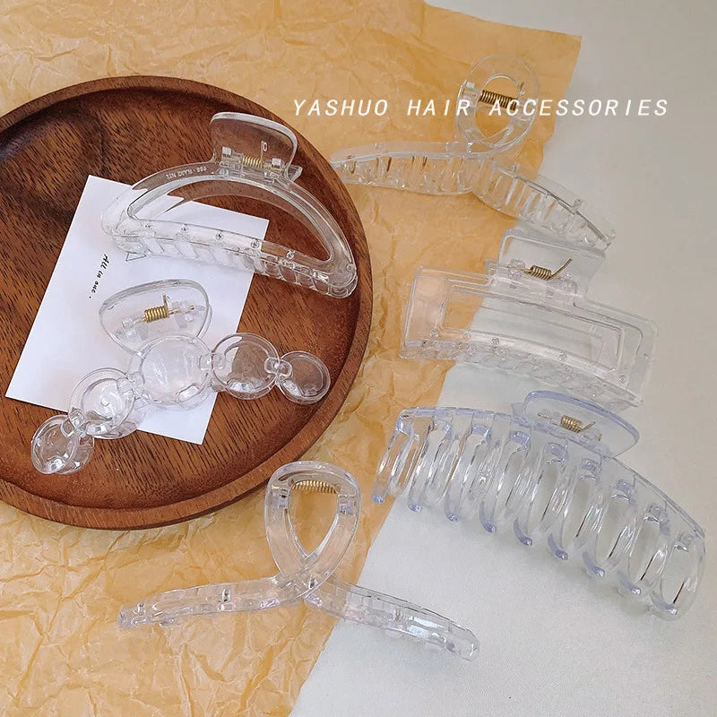 Transparent Grab Clip Korean Simple Large Hairpin Hair Grab Hairpin Bath Styling Tools & Accessories Quake