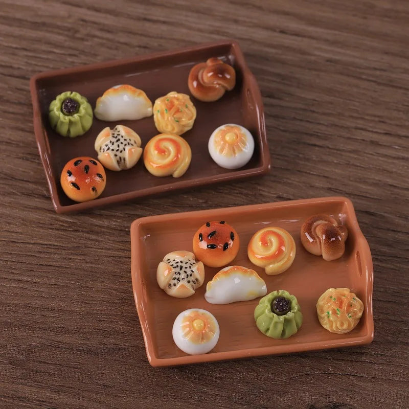 50Pcs Simulation Food Play Dumplings Steamed Bread Dessert Resin Cabochon Miniature Fake Food For Crafts DIY Dollhouse Accessory Quake