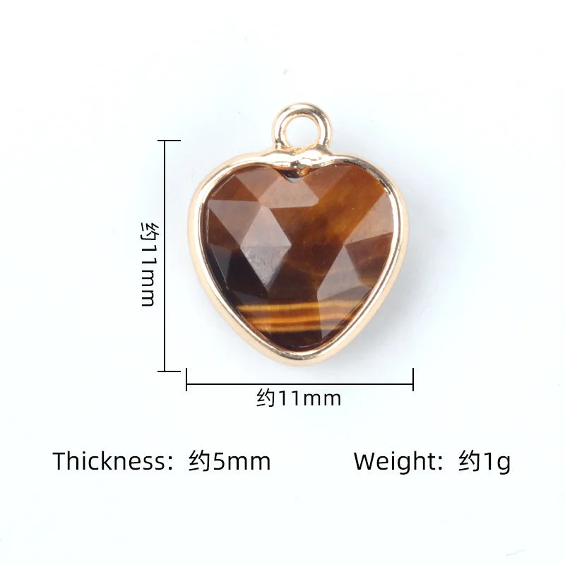 2Pcs Faceted Pendant 11mm Natural Stone Heart-Shaped Small Pendant For Jewelry Making DIY Necklace Earrings Bracelet Accessory Quake