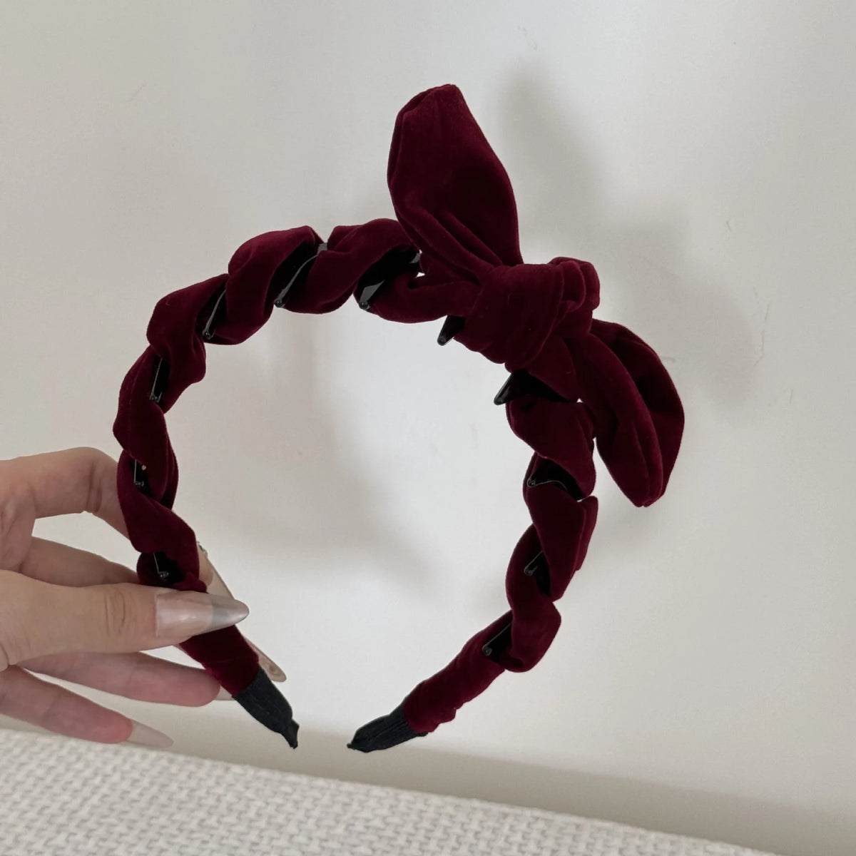 Velvet Bowknot Headbands Red Retro Elegant Hair Hoop Women Girls Hair Bands Korean Fashion New Year Hair Styling Accessories Quake rd
