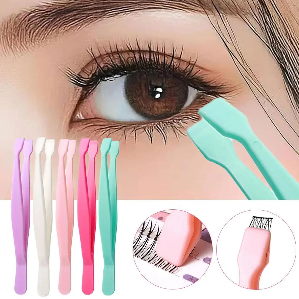 Lower Eyelash Tweezers Stainless Steel Eyelash Cluster Applicator Tweezers Lash Applicator Tool for Travel Salon Separating 2PCS Quake