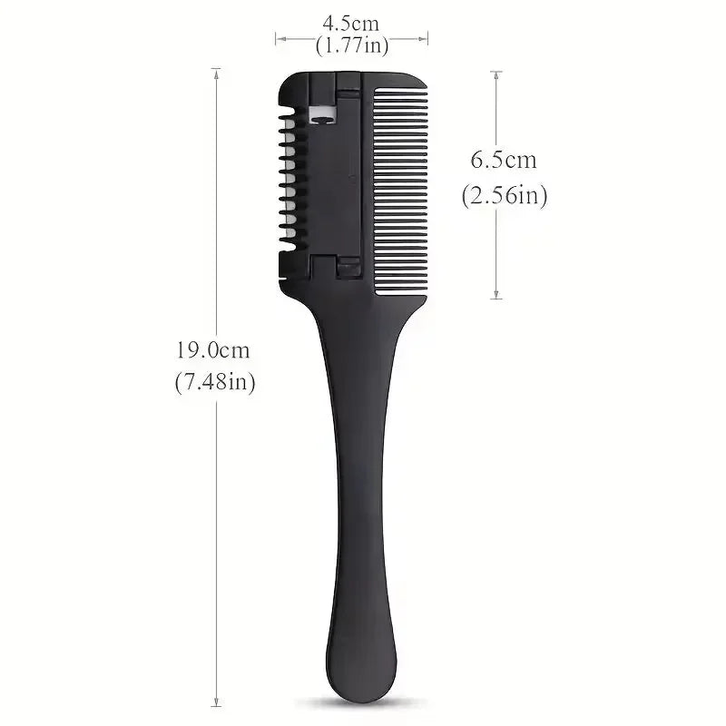 vvocci Stainless Steel Self-Cutting Bang Trimmer with Double Thinning Comb – Portable Salon & Home Hair Clipper with Edge Blade Quake M285 1PCS