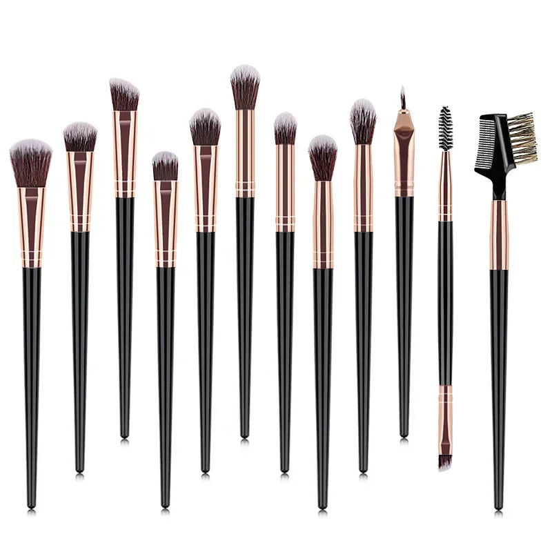 12Pcs/Set Multi-type Makeup Brushes Eye Shadow Eyeliner Eyebrow Eyelash Blending Mixing Make up Brush Portable Cosmetic Tool Quake