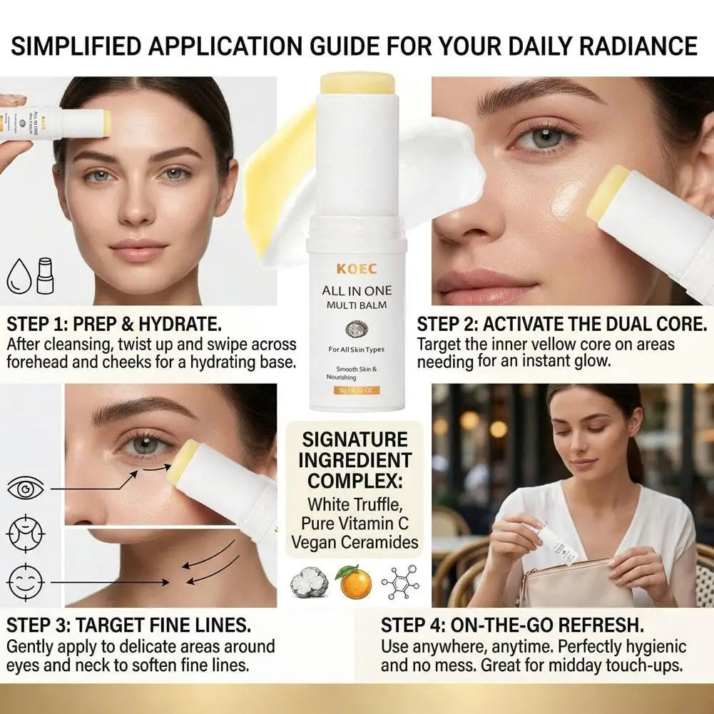 White Truffle Collagen Multi-Effect Balm Stick Eye Essence Moisturizing Hydrating Brightening Dark Circles Glow Quake