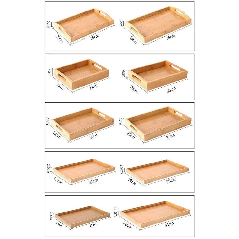 New Rectangular Storage Tray household Solid Wood Tea Tray Bamboo Water Cup Plate Home Living Room Quake