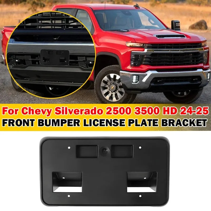 For Chevrolet Silverado 2500 3500 HD 2024-2025 85650573 GM1068256 Car Front Bumper License Plate Bracket Frame Mounting Holder Quake Default Title