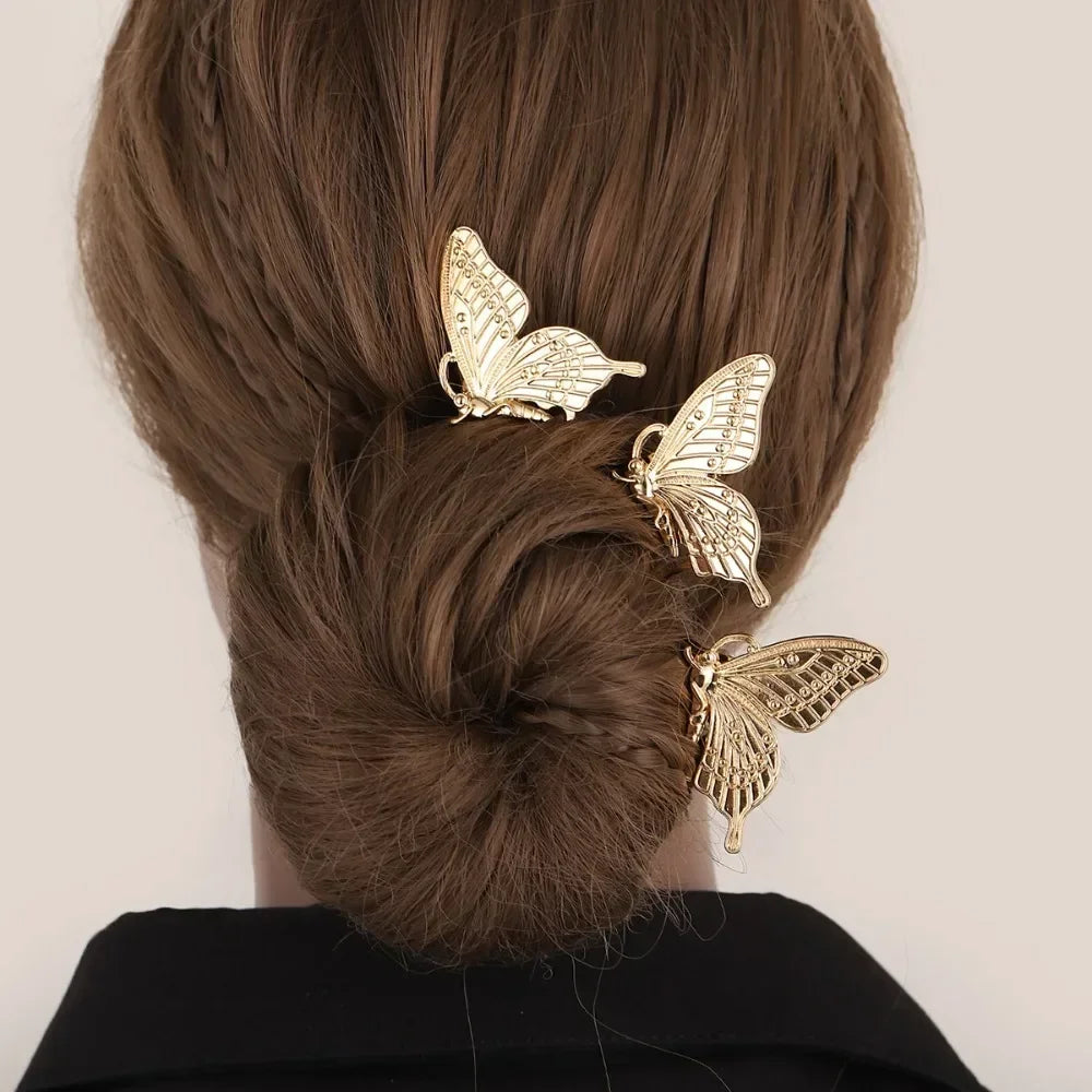Girls Metal Butterfly Hair Combs Alloy Hair Clips for Women Hairgrips Hairpins Headwear Gifts Hair Accessories Gold Sliver Color Quake