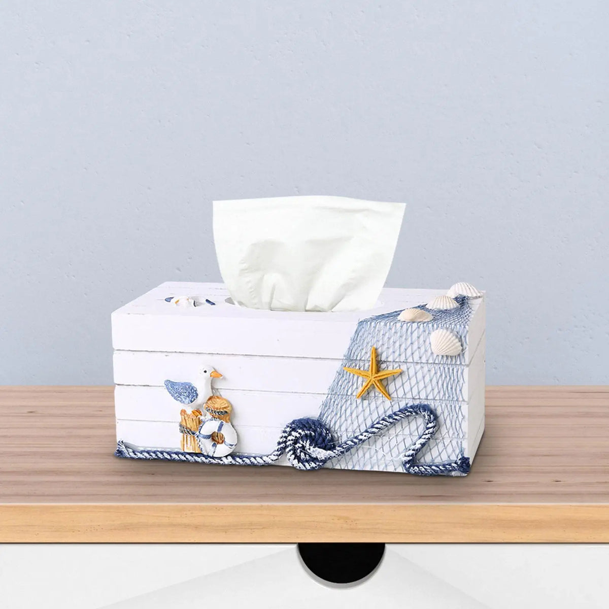 Tissue Paper Box Cover Decorative Easy to Fill and Access Practical Facial Tissue Storage Box Sheet Paper Holder Hotel Kitchen Quake Seagull
