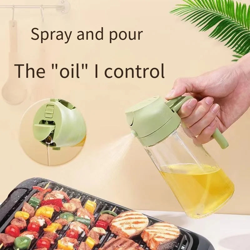 470ml Glass Spray Oil Sprayer Bottle Spray Oil Dispenser Oil Jar Cruet BBQ Kitchen Baking Roasting Picnic Kitchen Tool Quake