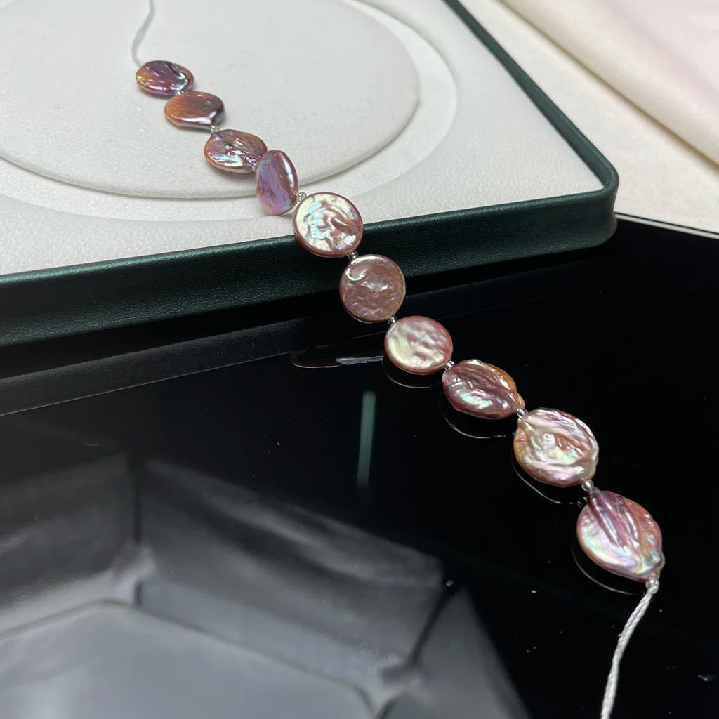 Natural Freshwater Pearl Round Purple Pearl 15-16mm For Jewelry Making DIY Necklace Earrings Bracelet Accessory Length 18cm Quake