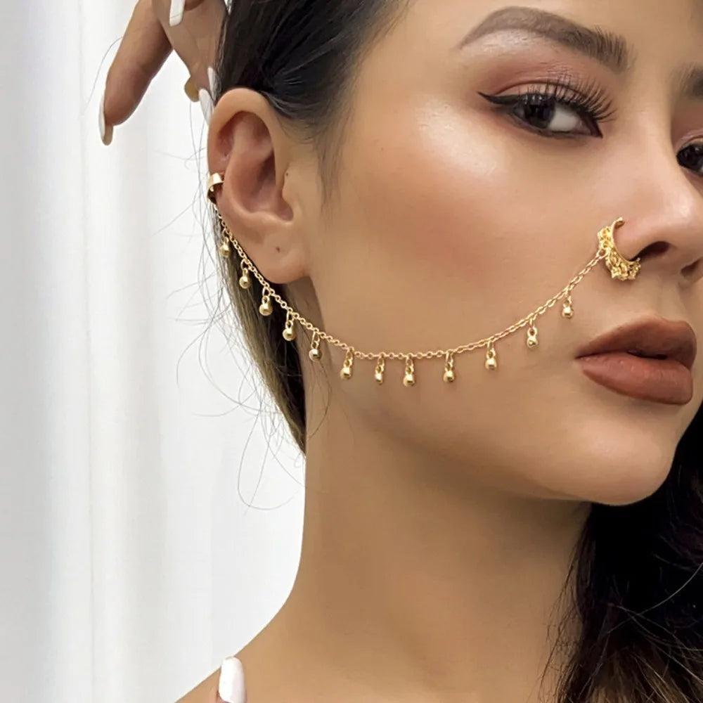 New Fashion Piercing Jewelry Women Temperament Earrings Sweet Personality Imitation Pearl Butterfly Tassel Chain Quake 2