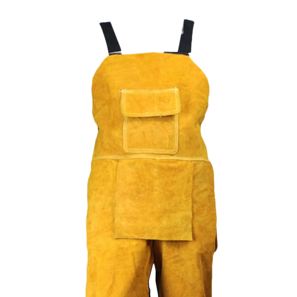 Heavy Duty Cowhide Leather Welding Apron Split Leg with Pockets Tool Yellow Quake