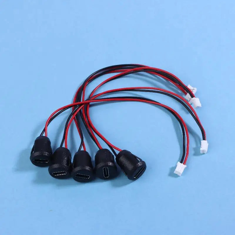 2/5/10PCS USB-C Connector Type-C Female Chassis 2 Pin Type-C Female Socket Connector Waterproof Jack Female Charging Port 3A Quake 5Pcs Black