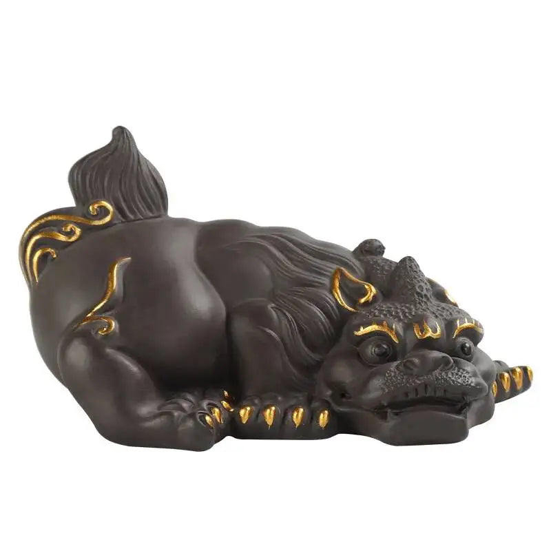 New Large Ceramic Kung Fu Tea Set Decoration Purple Clay Tea Pet Decoration Boutique Purple Clay Pixiu Tea Play Can Raise Tea Quake