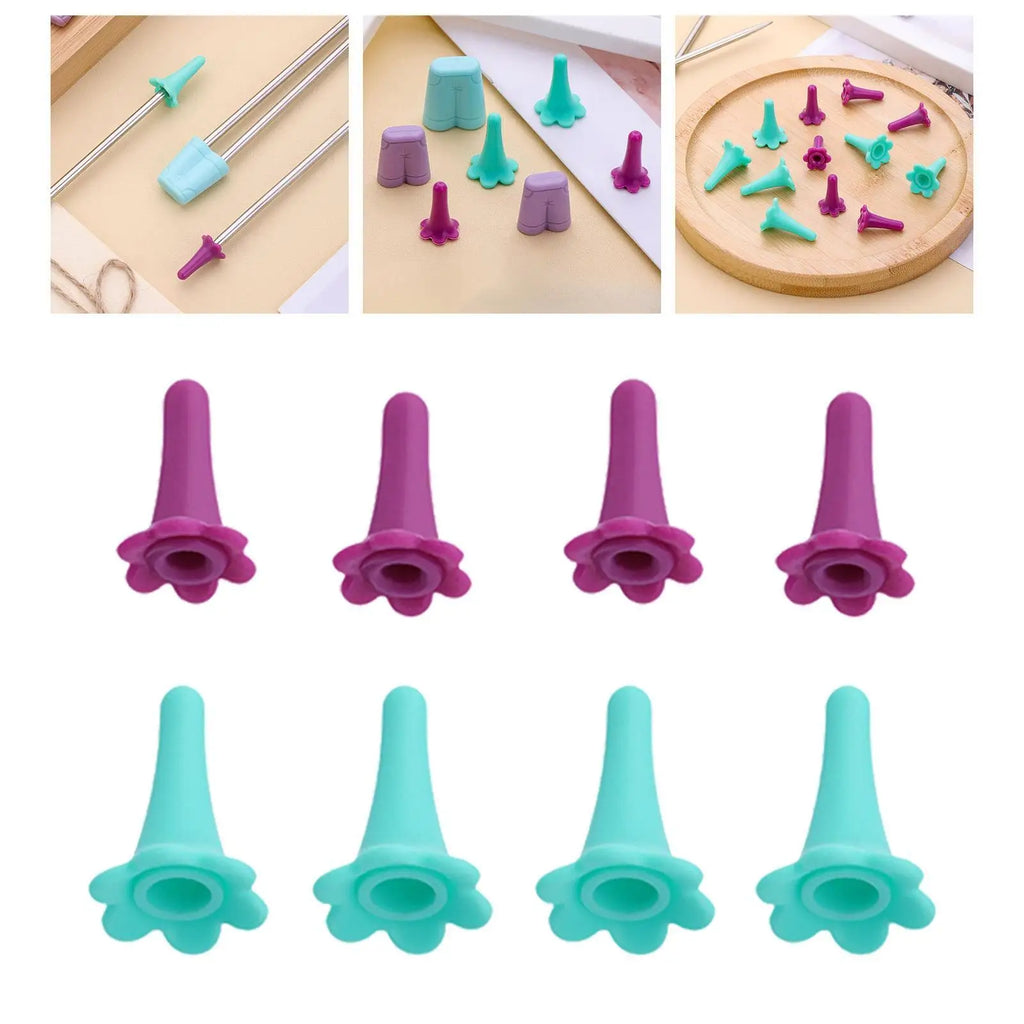 8x Needle Stopper Silicone Knitting Needle Protectors Anti-skid Knitting Crochet Supplies Knitting Tool Needle Point Protector Quake